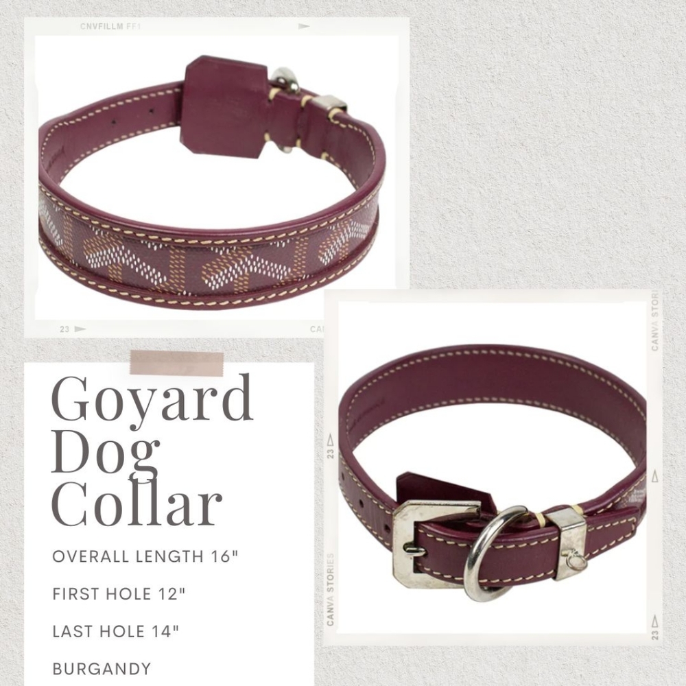 Burgundy Goyard Dog Collar
